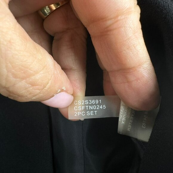 Calvin Klein Black Suit Jacket Gold Zip Faux Pockets and Skirt 2 Piece Size 12 - Picture 16 of 16